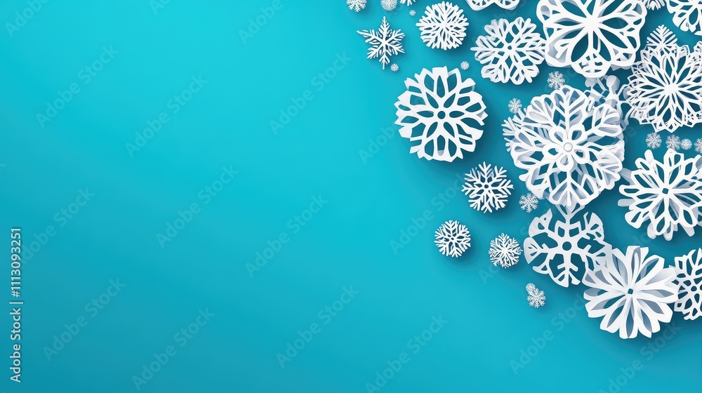 Decorative Snowflakes on Blue Background for Winter Theme Design Decorative Snowflakes on Blue Background for Winter Theme Design