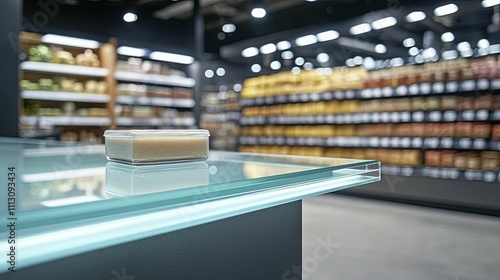 Wallpaper Mural Glass container of grain sits on a modern store counter Torontodigital.ca