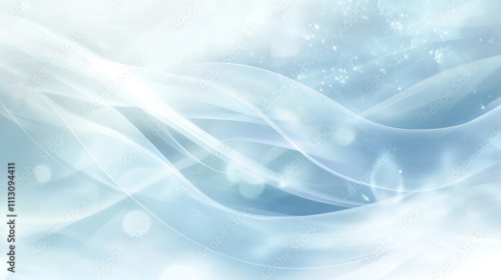 Obraz premium Soft Blue Abstract Background with Flowing Waves and Glimmers