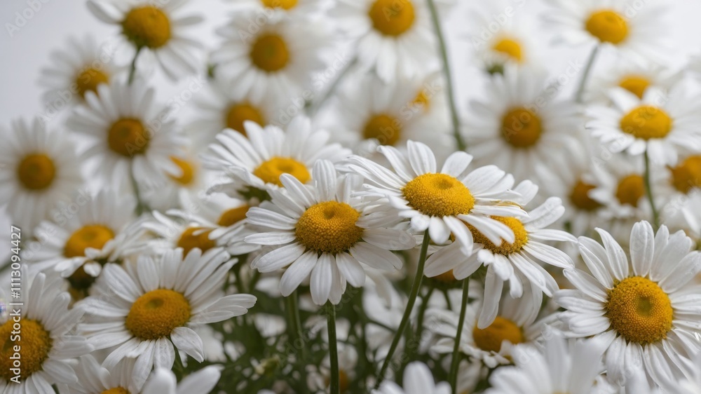 Fototapeta premium Chamomile flower pattern with soft shadows display