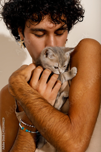 man and kitty photo