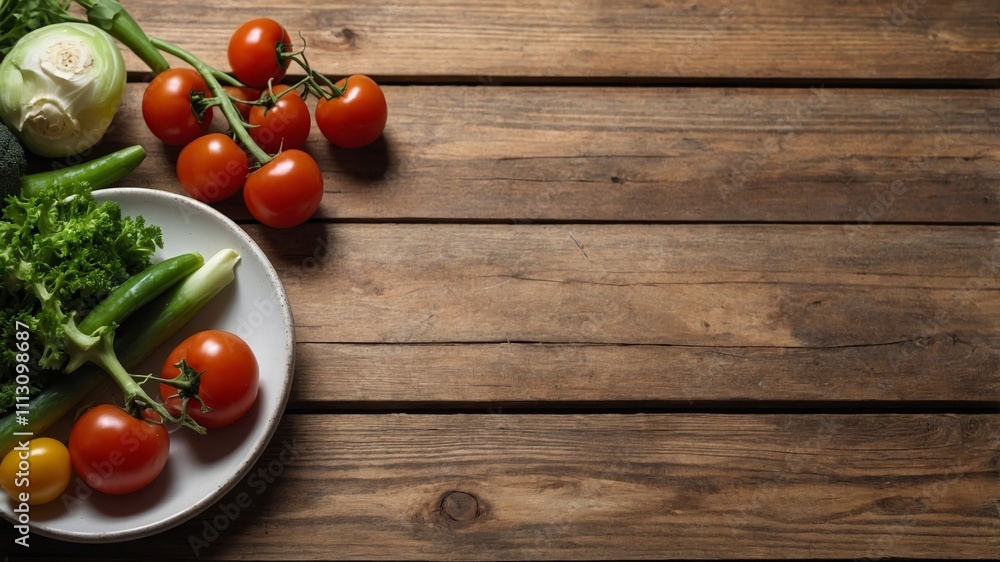Fresh vegetable menu mockup on wooden background Fresh vegetable menu mockup on wooden background