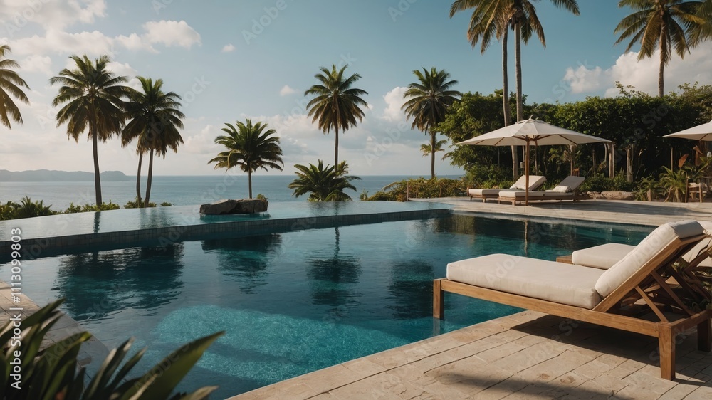 Fototapeta premium Luxury summer vibes in tropical mockup design