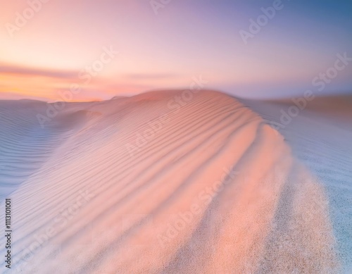 Sand Dunes at Sunset: Textured Surface and Color Gradient