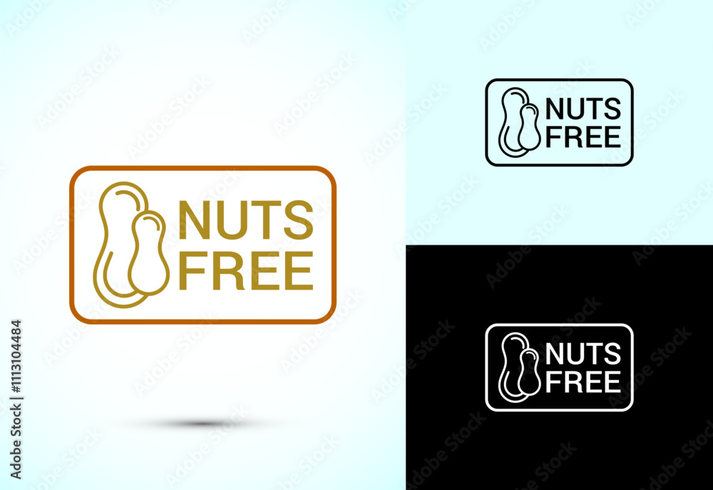 Peanuts free icon, No nuts label. Allergen free logo illustration Peanuts free icon, No nuts label. Allergen free logo illustration