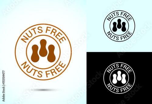 Peanuts free icon, No nuts label. Allergen free logo illustration