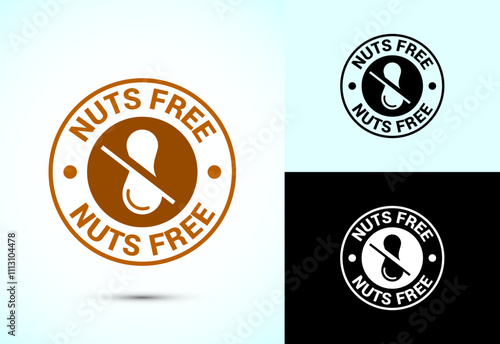 Peanuts free icon, No nuts label. Allergen free logo illustration