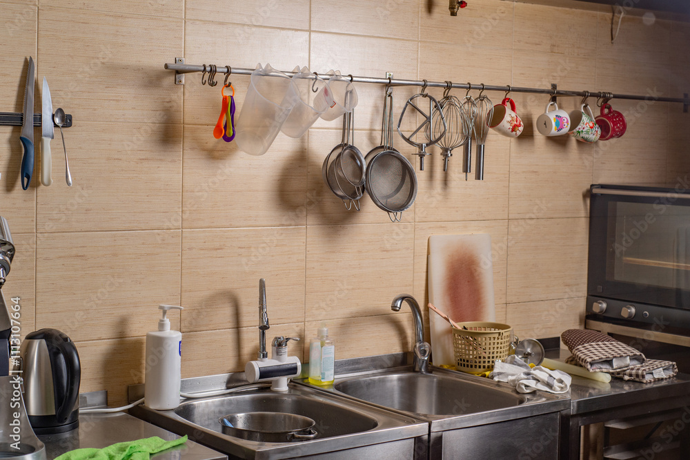 Interior of a professional kitchen in a restaurant without people Interior of a professional kitchen in a restaurant without people