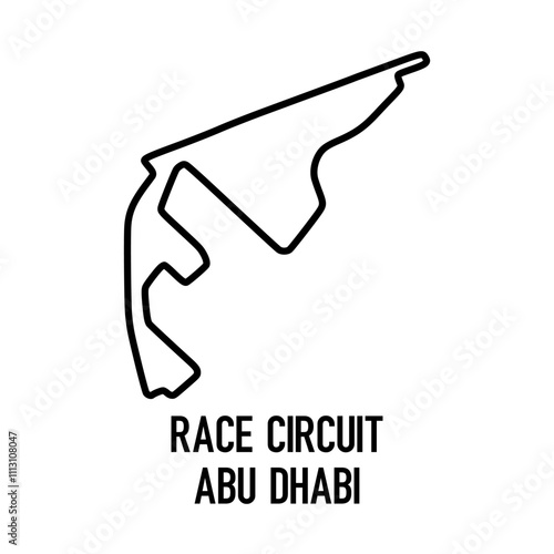 Abu DhabiInternational Circuit Vector. Circuit Race Track Illustration with Editable Stroke. Stock Vector.