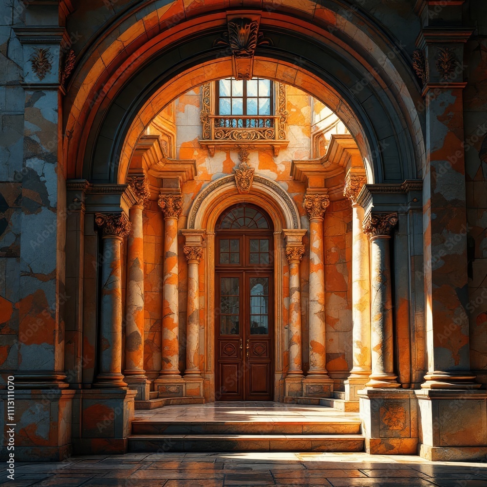 Fototapeta premium Ornate archway, a hallmark of architectural design.