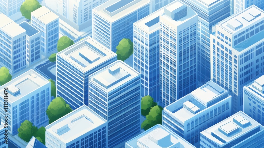 Aerial View of High Rise Office Buildings with Greenery Aerial View of High Rise Office Buildings with Greenery