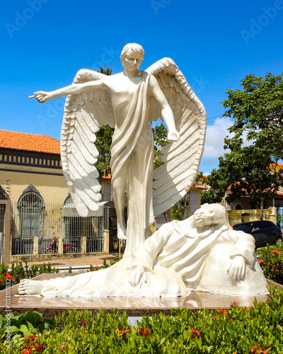 Statue of José dreaming of an angel, indicating the direction of Egypt, in the city of São José de Ribamar, state of Maranhão, northeastern Brazil.