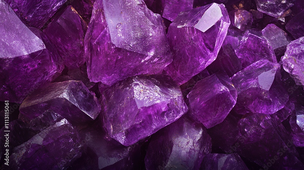 Close-up of a pile of purple amethyst crystals. (1) Close-up of a pile of purple amethyst crystals. (1)