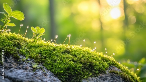 Sunlight Through Mossy Forest