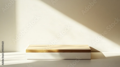 Wooden and White Display Platform in Sunlight