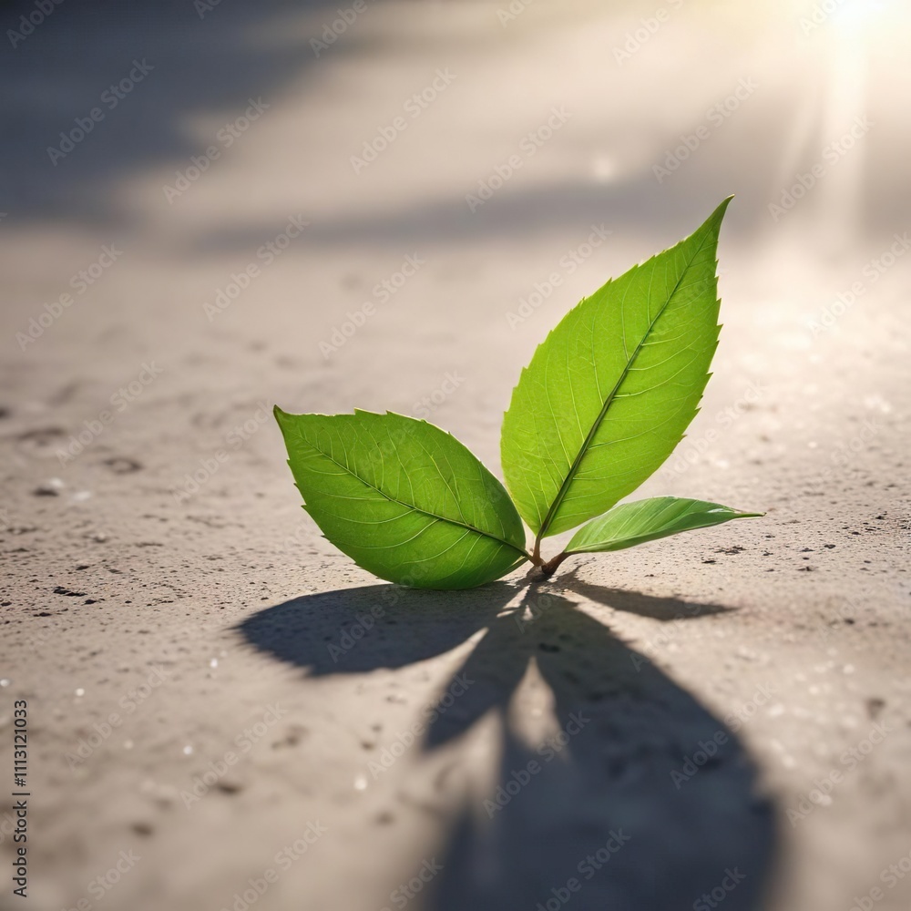 Bright sunlight highlighting a small green leaf, high contrast, bright light Bright sunlight highlighting a small green leaf, high contrast, bright light