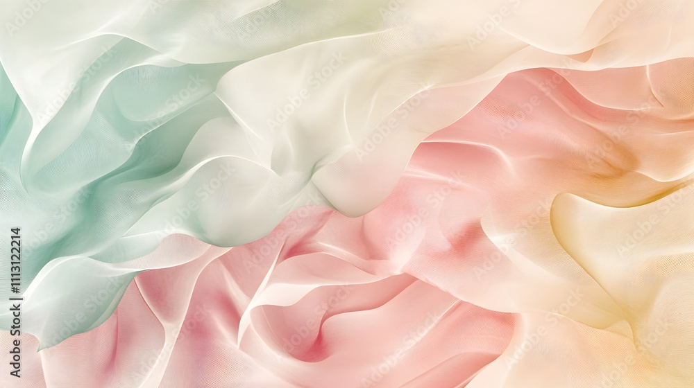 Pastel Fabric Draped in Soft Waves of Color Pastel Fabric Draped in Soft Waves of Color