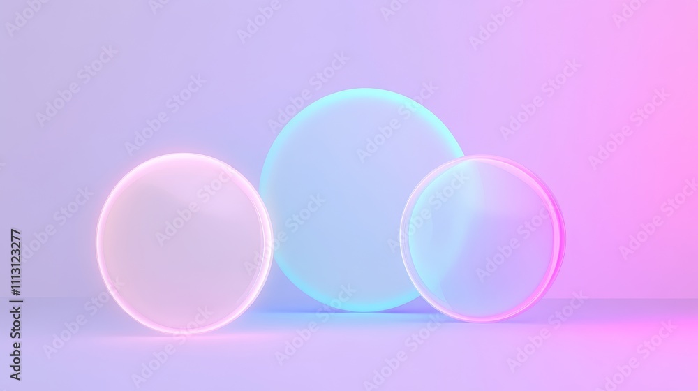 Obraz premium Abstract circles with colorful light reflections.