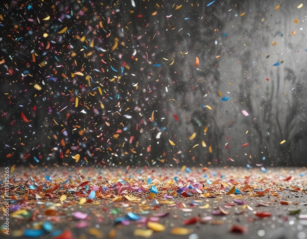 Obraz premium Confetti falling gently on a textured abstract background , peaceful surroundings, soothing atmosphere
