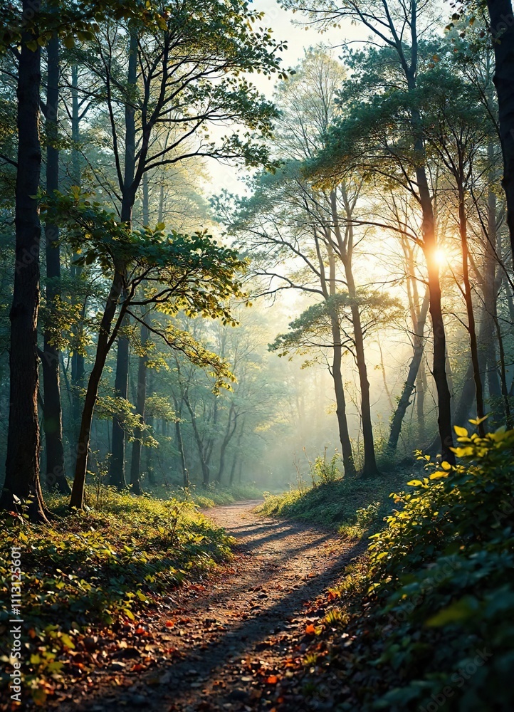 Fototapeta premium A peaceful evening in the woods with soft light, nature, calm, peaceful