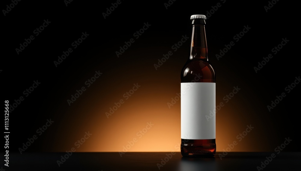 A dark, minimalistic image of a bottle with a blank label, illuminated against a warm, gradient background. A dark, minimalistic image of a bottle with a blank label, illuminated against a warm, gradient background.