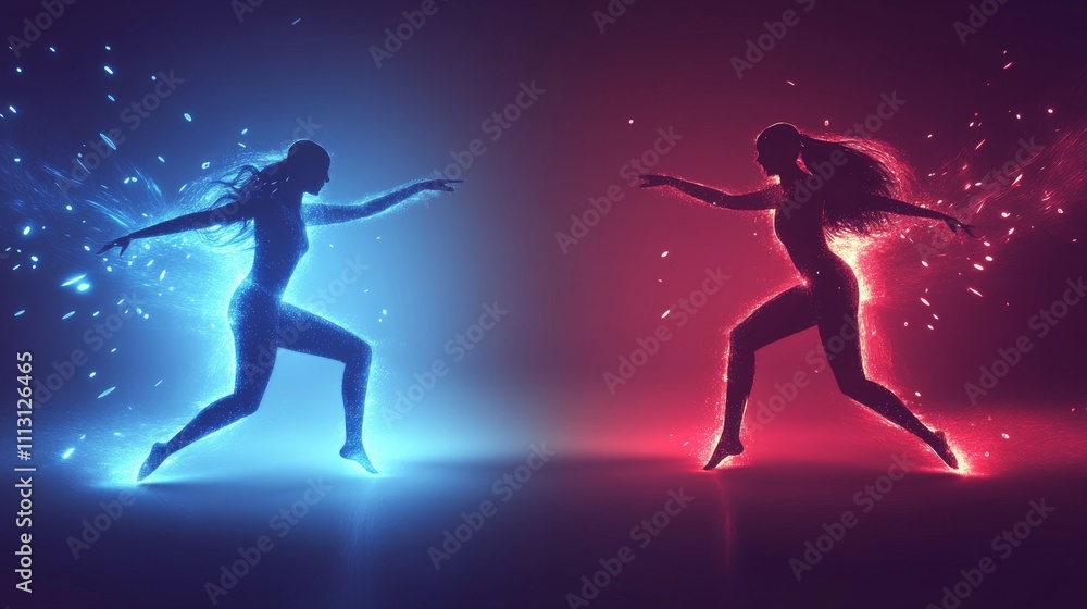Dynamic dancers creating vibrant light displays. Dynamic dancers creating vibrant light displays.