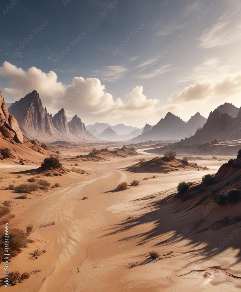 Fototapeta premium Abstract landscape with sweeping brush strokes , Brushed stone, Abstract landscape, Geometric shapes