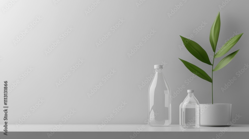 Minimalist plant display on clean surface. Minimalist plant display on clean surface.