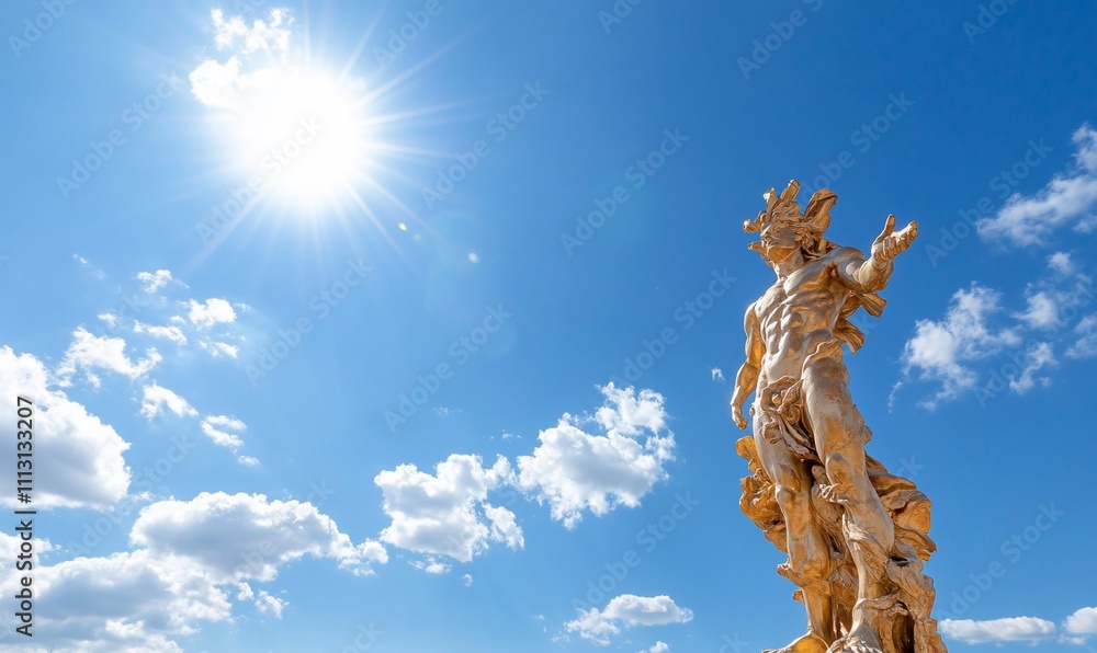 Fototapeta premium A golden statue under a bright sky, symbolizing strength and beauty.