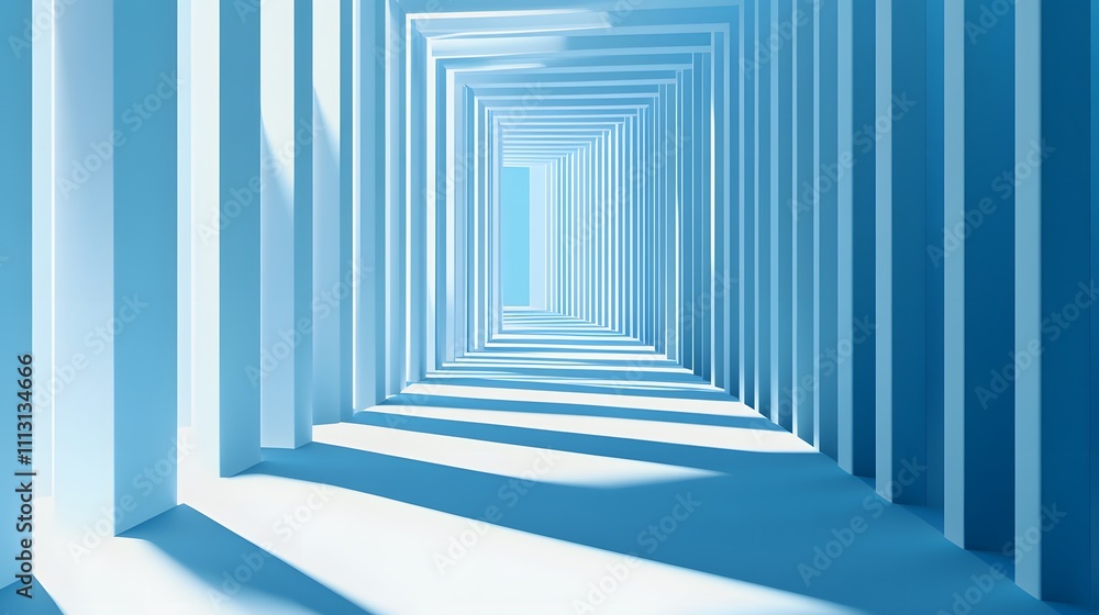 Abstract Blue Corridor Light And Shadow Design Abstract Blue Corridor Light And Shadow Design