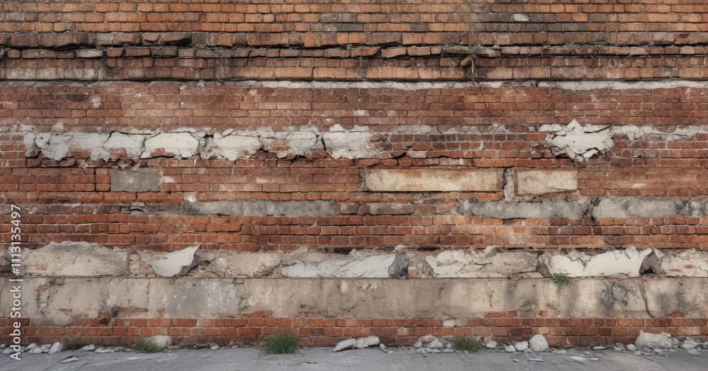 Old brick wall with layers of peeling paint and mortar, old, brick Old brick wall with layers of peeling paint and mortar, old, brick