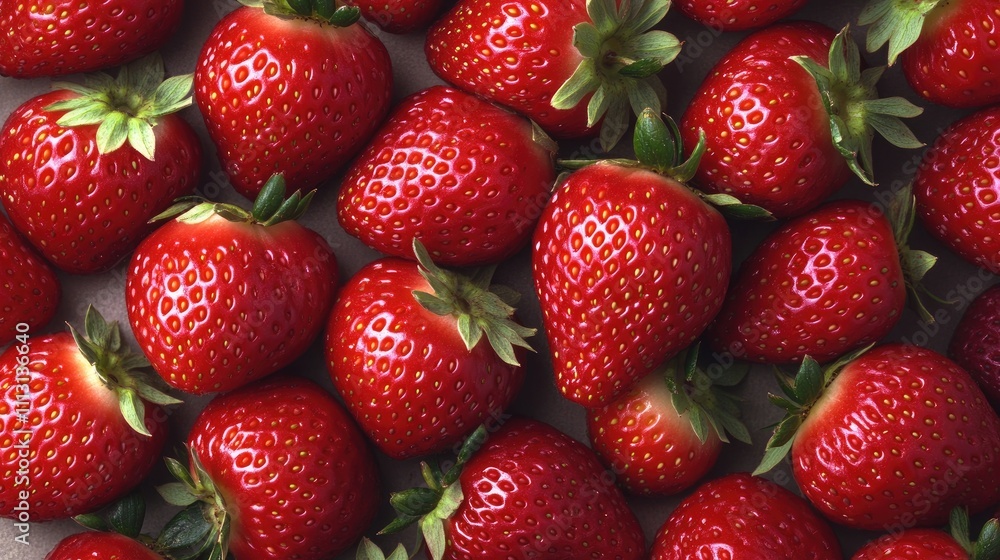 Fresh Ripe Strawberries Close-Up with Vibrant Red Color and Green Leaves in Natural Light Fresh Ripe Strawberries Close-Up with Vibrant Red Color and Green Leaves in Natural Light
