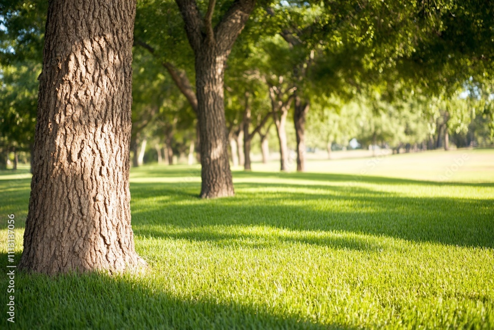 A serene landscape featuring trees and lush green grass. A serene landscape featuring trees and lush green grass.