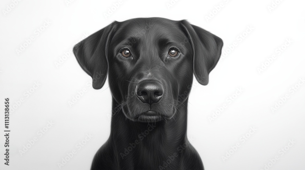Close-up portrait of a black Labrador Retriever dog. Close-up portrait of a black Labrador Retriever dog.