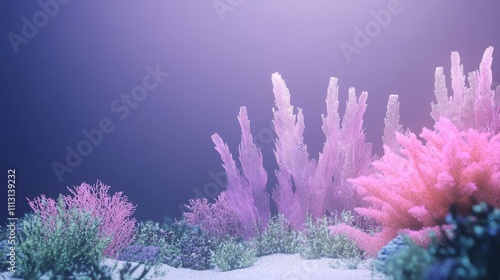 Vibrant underwater coral reef with colorful plants. photo