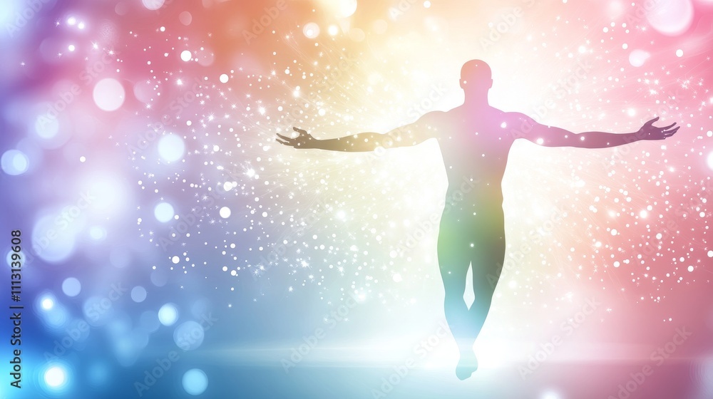 Naklejka premium A silhouette embodying light and positive energy.