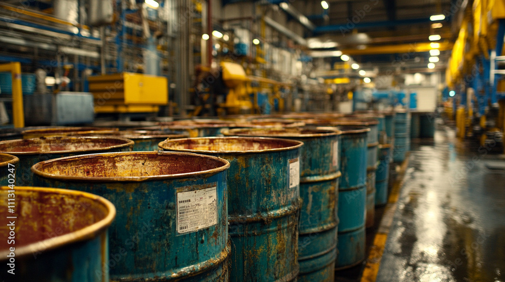 sleek modern oil barrel stands against a blurred industrial backdrop, symbolizing energy, global trade, sustainability challenges, and economic dependence on fossil fuels sleek modern oil barrel stands against a blurred industrial backdrop, symbolizing energy, global trade, sustainability challenges, and economic dependence on fossil fuels