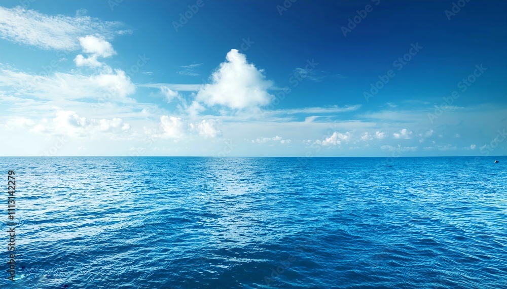 Obraz premium Blue sea water surface on blue sky background 