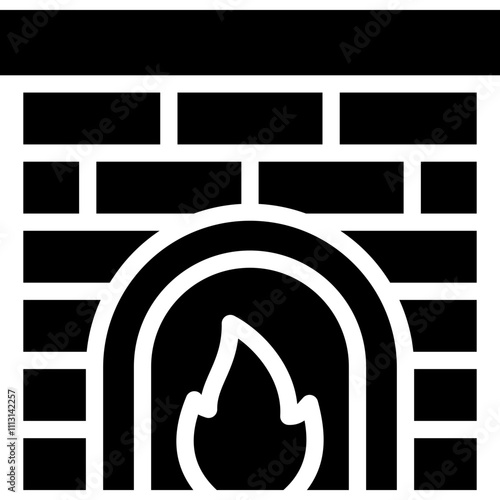 fireplace icon illustration design with solid