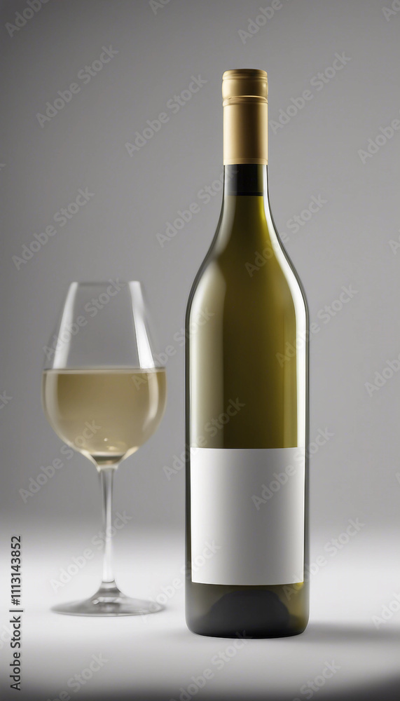 A bottle of white wine blank mock up isolated on transparent background vertical A bottle of white wine blank mock up isolated on transparent background vertical
