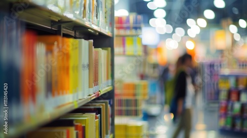 Vague book titles catching the eye amidst the hustle and bustle of the fair.