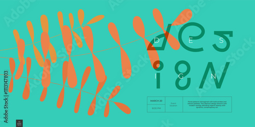 Stylish template with plants in clean minimalist design. Trendy colors and bold typography infuse contemporary art energy, making it perfect for modern and creative projects