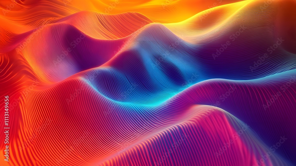 Obraz premium Abstract Colorful Wavy Lines Forming Hills