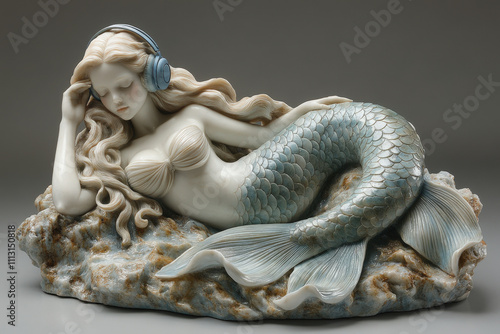 Mermaid underwater. Fairytale magical woman with a fish tail
