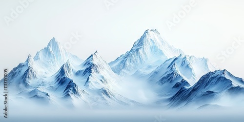 Majestic Snowy Mountain Peaks  Winter Landscape