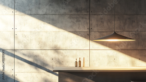 Modern Concrete Interior Design with Pendant Light