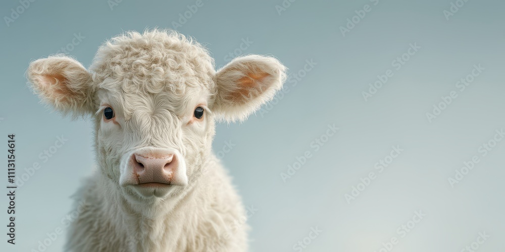 Obraz premium Young calf or cow on a light background
