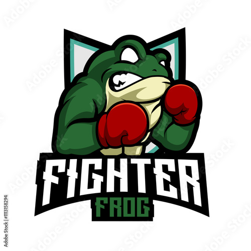 furious frog boxer logo mascot