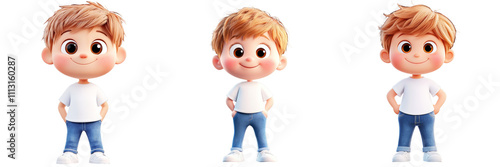 cute blonde kid - 3D Set Isolated On Transparent Background PNG