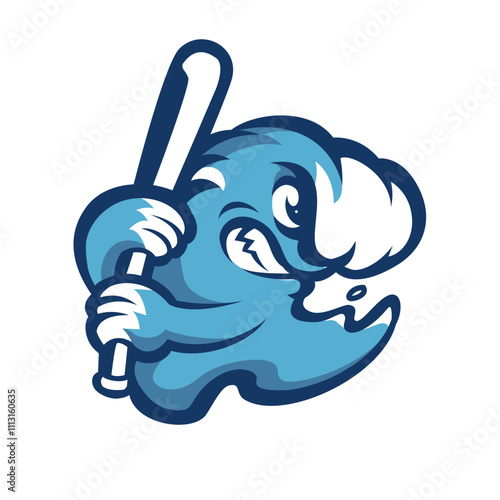 wave mascot logo baseball isolated